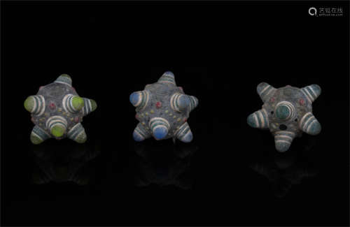 Three Glass Beads Tang Dynasty