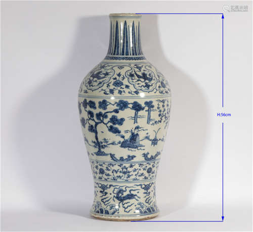 A Blue and White Figural Meiping Ming Dynasty