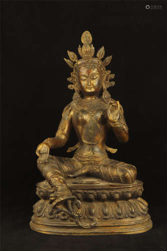 A Bronze Gilt Tara Ming Dynasty