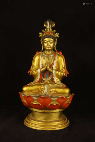 A Bronze Gilt Guanyin