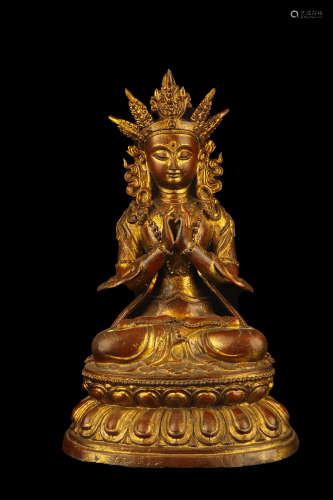 A Bronze Gilt Seated Guanyin Ming Dynasty