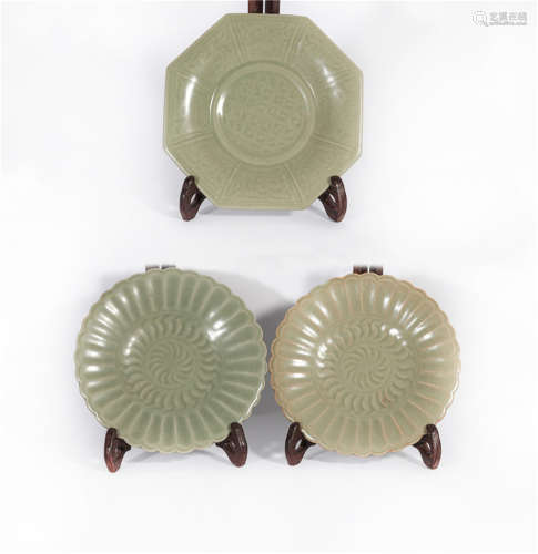 Three Longquan Plates Yuan Dynasty