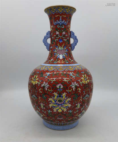 A Famille Rose Vase Qianlong Period