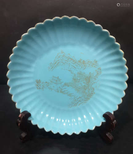 A Turquoise Glazed Plate Qianlong Period