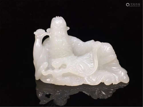 A Carved White Jade Figure Qing Dynasty