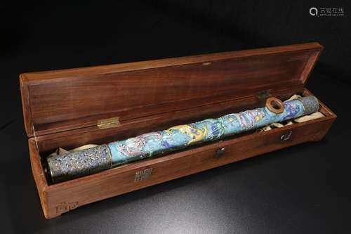 qing dynasty Powder enamel carved Kowloon pipe