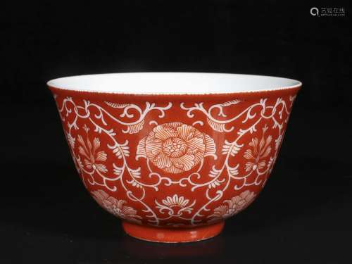 qing dynasty Coral ground flower bowl8