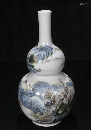 republic Powder enamel vase with landscape design