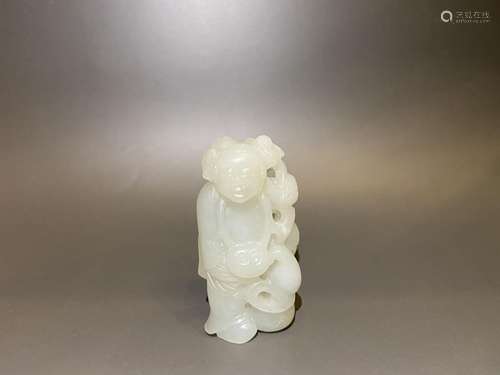 Qing Dynasty White Jade Boy