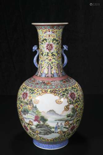 republic Powder enamel vase with bright ears