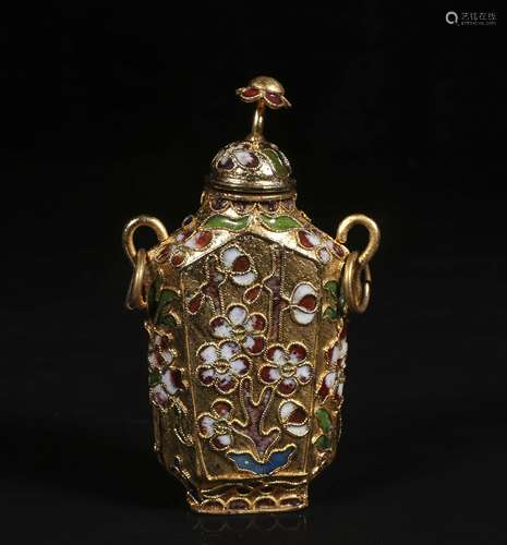 Mid-twentieth century copper wire enamel snuff bottle