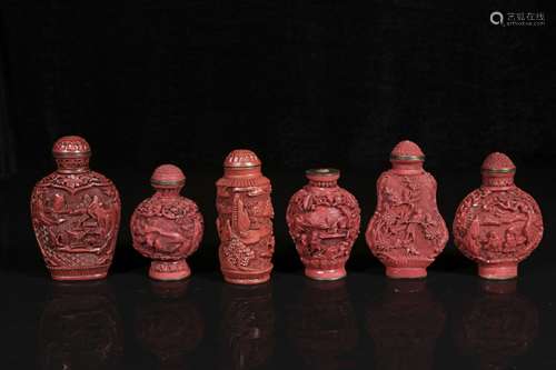 republic Lacquer snuff bottles six