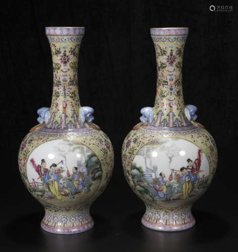 republic Powder enamel vase with figure pattern and