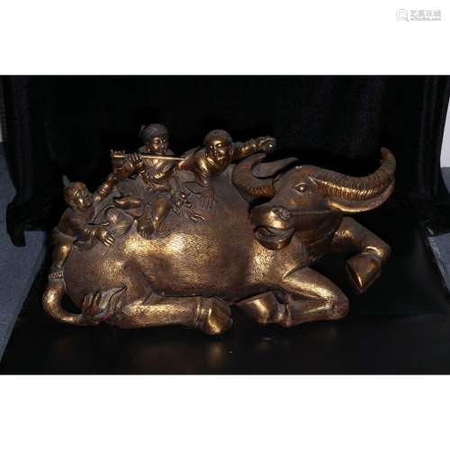 qing dynasty  Wood carvings and golden cattle boy
