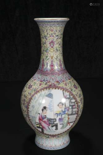 republic Powder enamel vase with illuminated figures