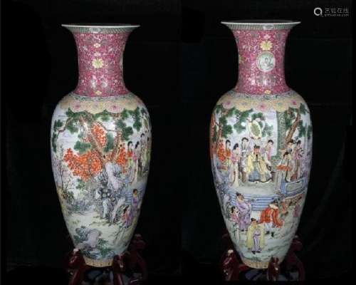 A Pair of Large Famille Vase