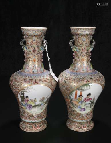 republic Gemdale powder enamel vase with peach blossoms