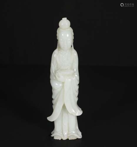 qing dynasty White jade goddess of mercy