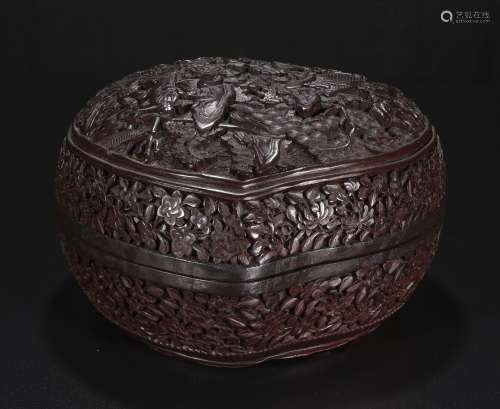 Qing Dynasty Peach shaped lacquer box