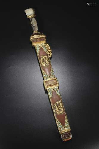Qing Dynasty Jade swords were inlaid in early Qing