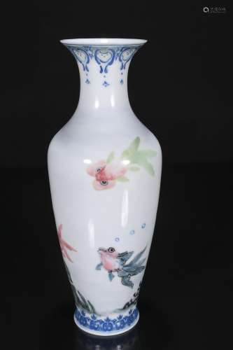 Mid-twentieth century enamel vase with fish pattern