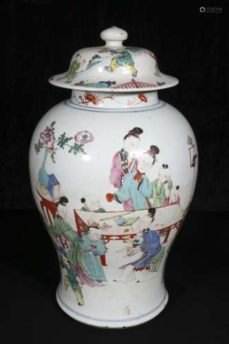 Qing Yongzheng powder enamel pot with four imperial