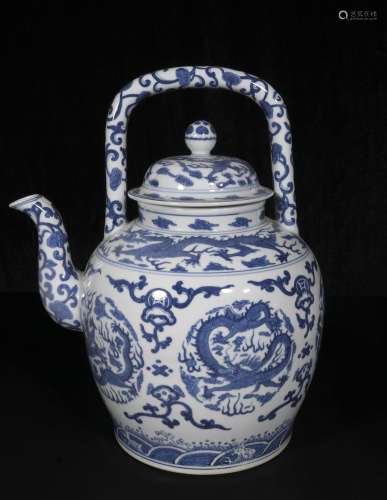 Mid-20th century Big blue and white teapot