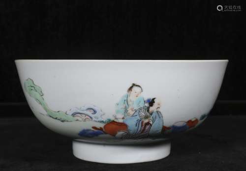 Qing Yongzheng powder enamel bowl with figures