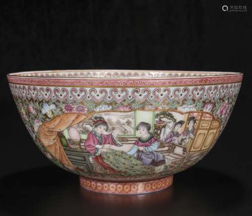 Mid-20th century powder enamel bowl with character