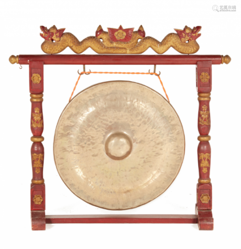 A LARGE ANTIQUE ORIENTAL GONG