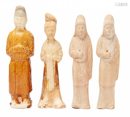 A GROUP OF FOUR POTTERY FIGURES