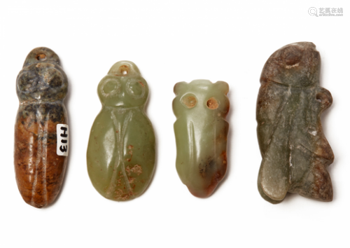 FOUR JADE CICADA CARVINGS