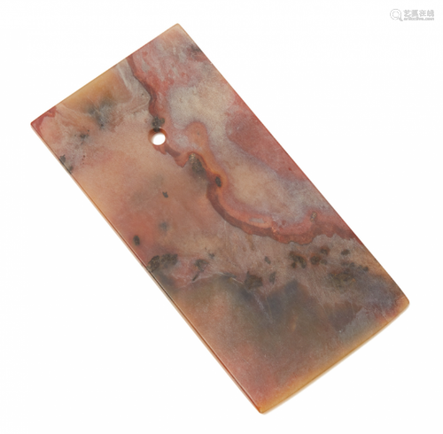 A MOTTLED JADE AXE HEAD