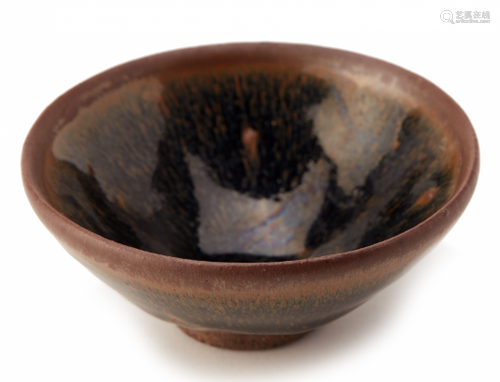 A SMALL JIAN 'HARE'S FUR' GLAZED TEA BOWL