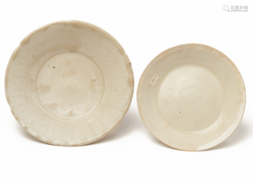 TWO WHITE WARE CIRCULAR DISHES