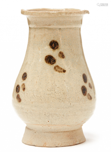 A SMALL HU-SHAPED IRON SPOT QINGBAI-GLAZED VASE