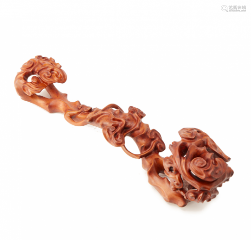 A CARVED BOX WOOD RUYI SCEPTRE