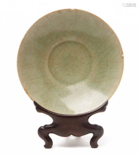 A LONGQUAN CELADON SHALLOW LOTUS BOWL