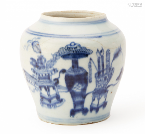 A BLUE AND WHITE PORCELAIN JAR