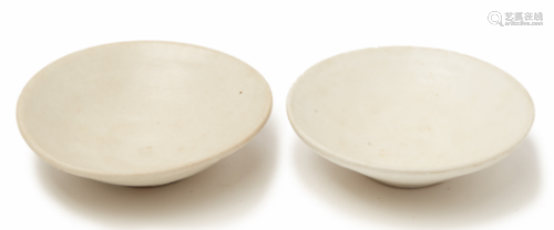 TWO WHITE WARE XING TYPE SHALLOW BOWLS