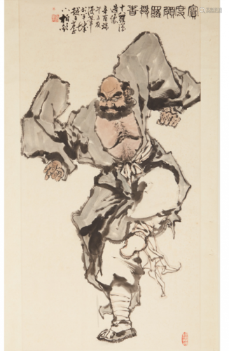 A CHINESE HANGING SCROLL OF A WARRIOR