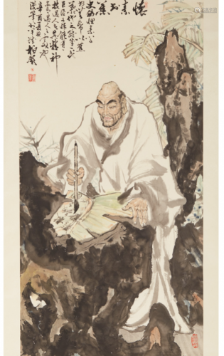 A CHINESE HANGING SCROLL OF A SCHOLAR