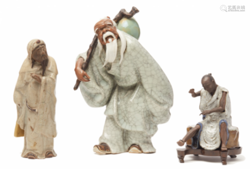 THREE SHIWAN TERRACOTTA FIGURES