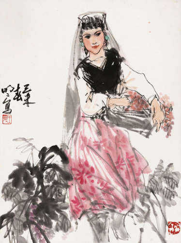 王明明(b.1952) 维族少女