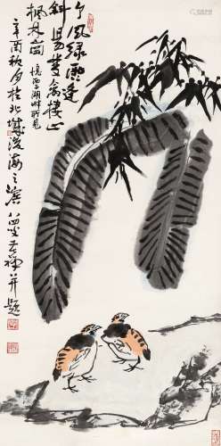 李苦禅 (1899-1983) 蕉荫双鹌