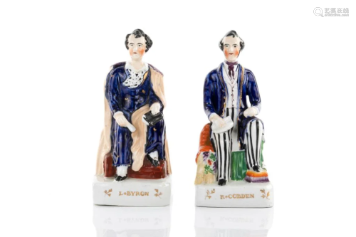 PAIR OF ENGLISH 19TH C STAFFORDSHIRE FIGURES