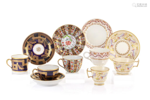 EARLY 19TH CENTURY ENGLISH CUPS AND SAUCERS