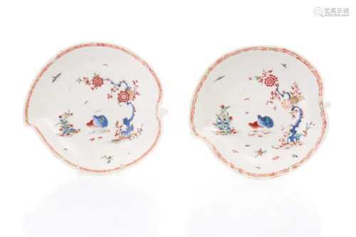 PAIR OF RARE 18TH C ENGLISH PORCELAIN DISHES