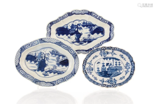 THREE 18TH C BOW PORCELAIN DISHES