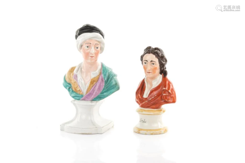 TWO STAFFORDSHIRE PORCELAIN BUSTS
